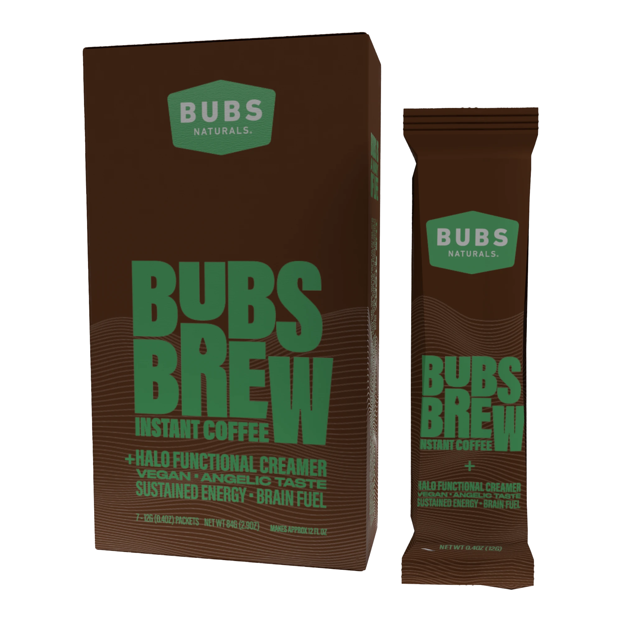 BUBS Brew Instant Coffee with Vegan Halo Creamer, Stick Pack Front